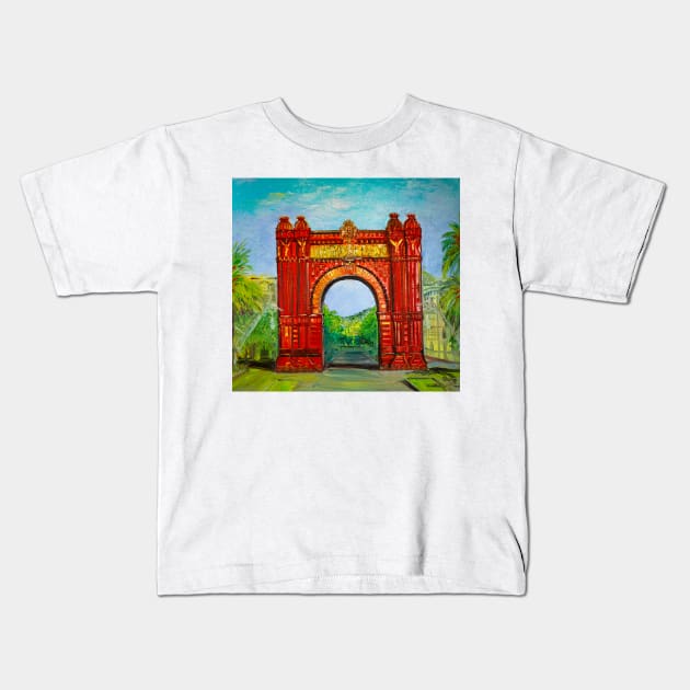 Barcelona. Triumphal Arch Kids T-Shirt by NataliaShchip